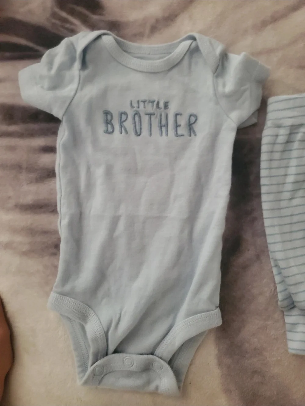 Carter's Newborn Light Blue 'Little Brother' Set with Striped Pants